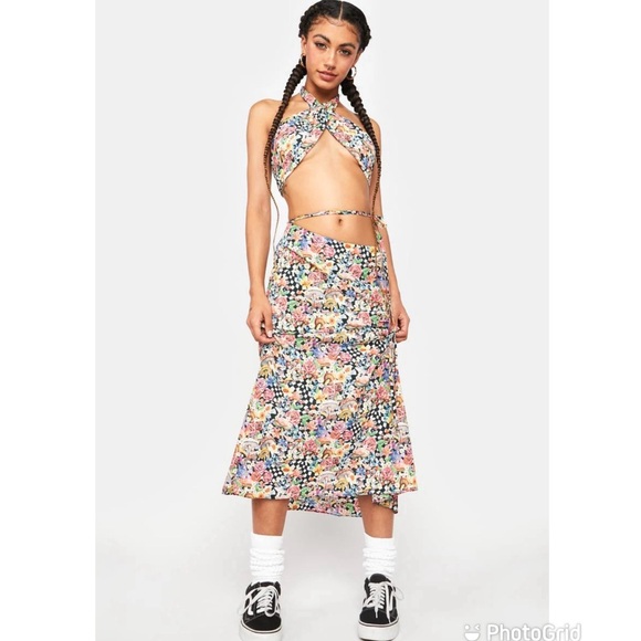 For Love And Lemons Dresses & Skirts - NWOT For Love And Lemons Deidre Halter Scarf Top and Midi Skirt Set
